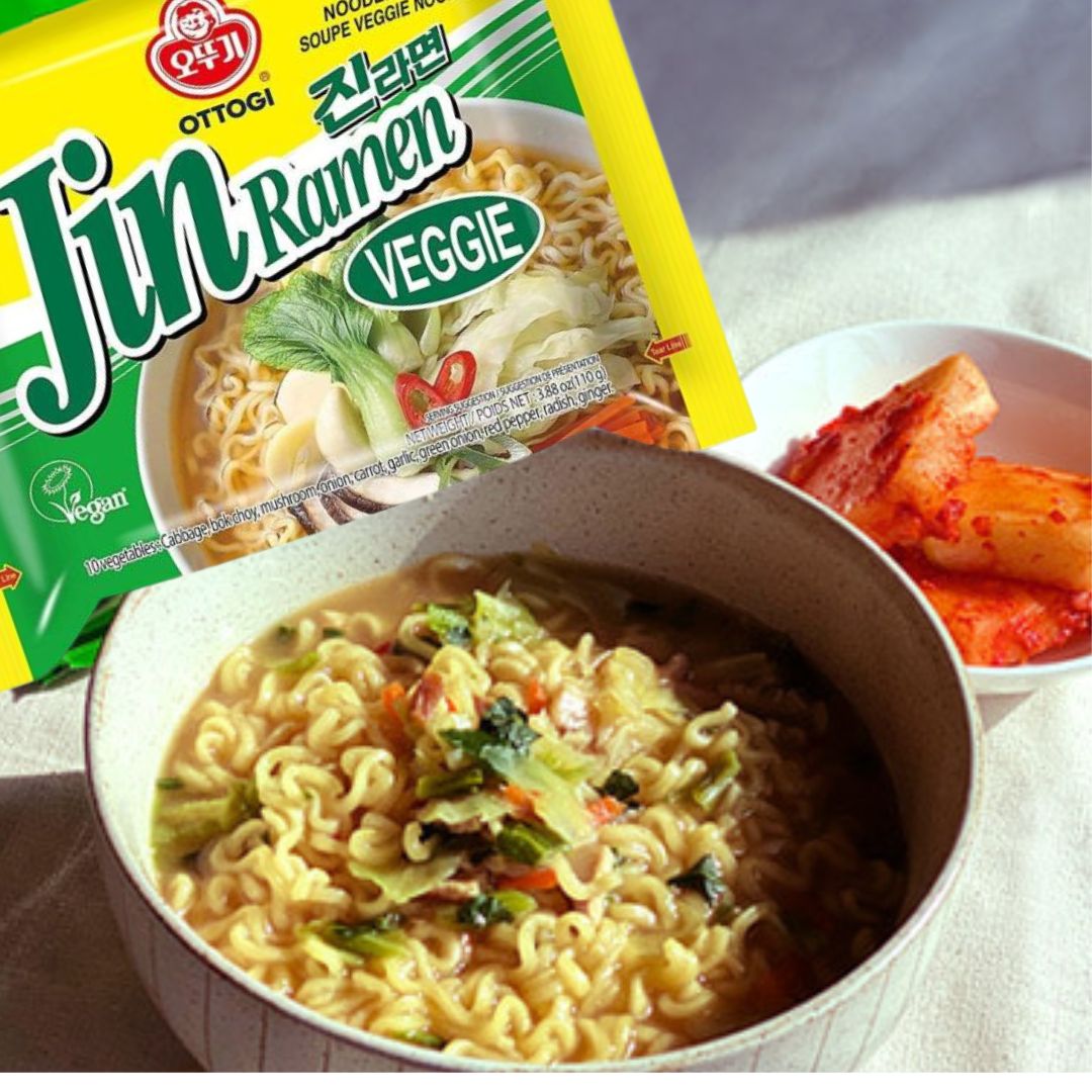 Jin Ramen Veggie CAJA 4 paquetes de 8 piezas con 110 g c/u total 32