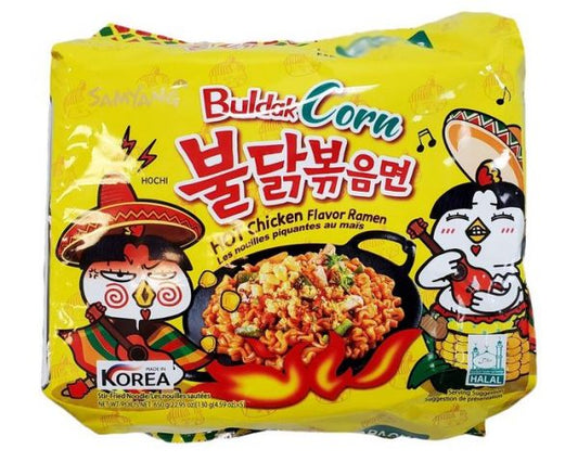 Buldak Maíz CAJA 5 paquetes de 8 piezas con 140 g c/u Total 40