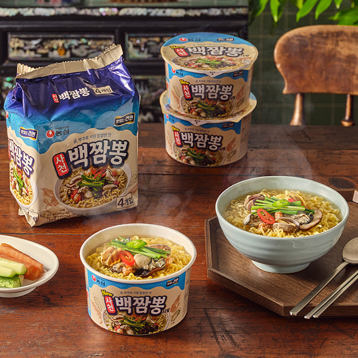 Baek Jjampong Caja con 4 Paquetes de 8 Piezas de 94 g | Total 32 Piezas