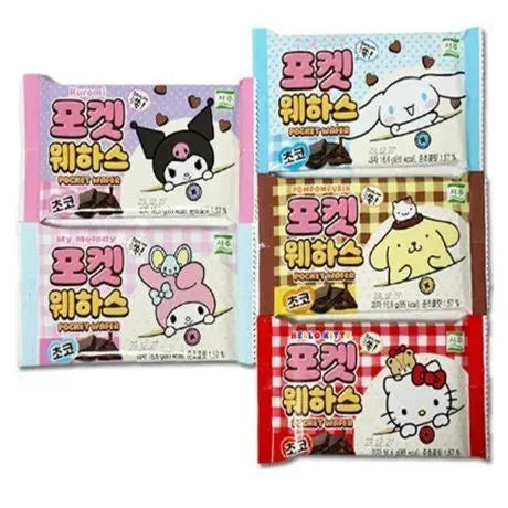 Sanrio Waffer Chocolate CAJA 6 paquetes con 21 piezas de 16.6 g c/u