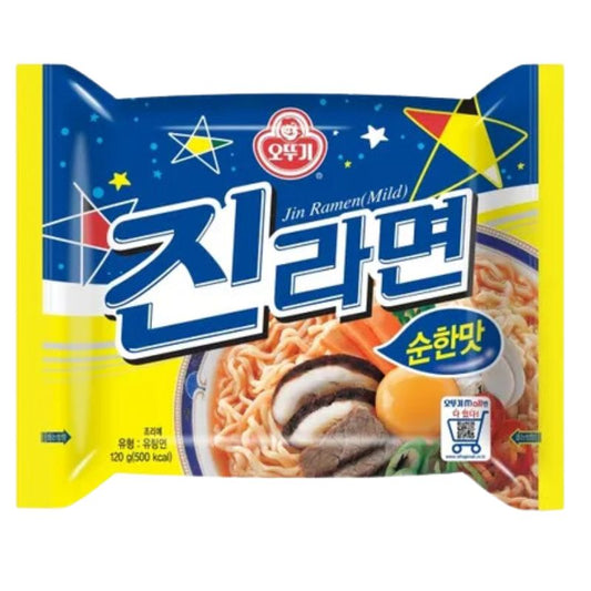 Jin Ramen Mild Versión Coreana CAJA 5 paquetes con 8 piezas de 120 g c/u Total 40