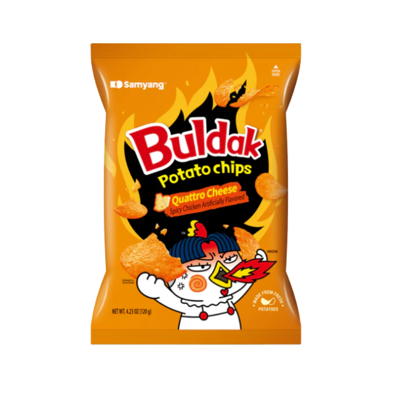 Buldak Potato Chip 4 Queso CAJA 12 piezas de 120 g c/u