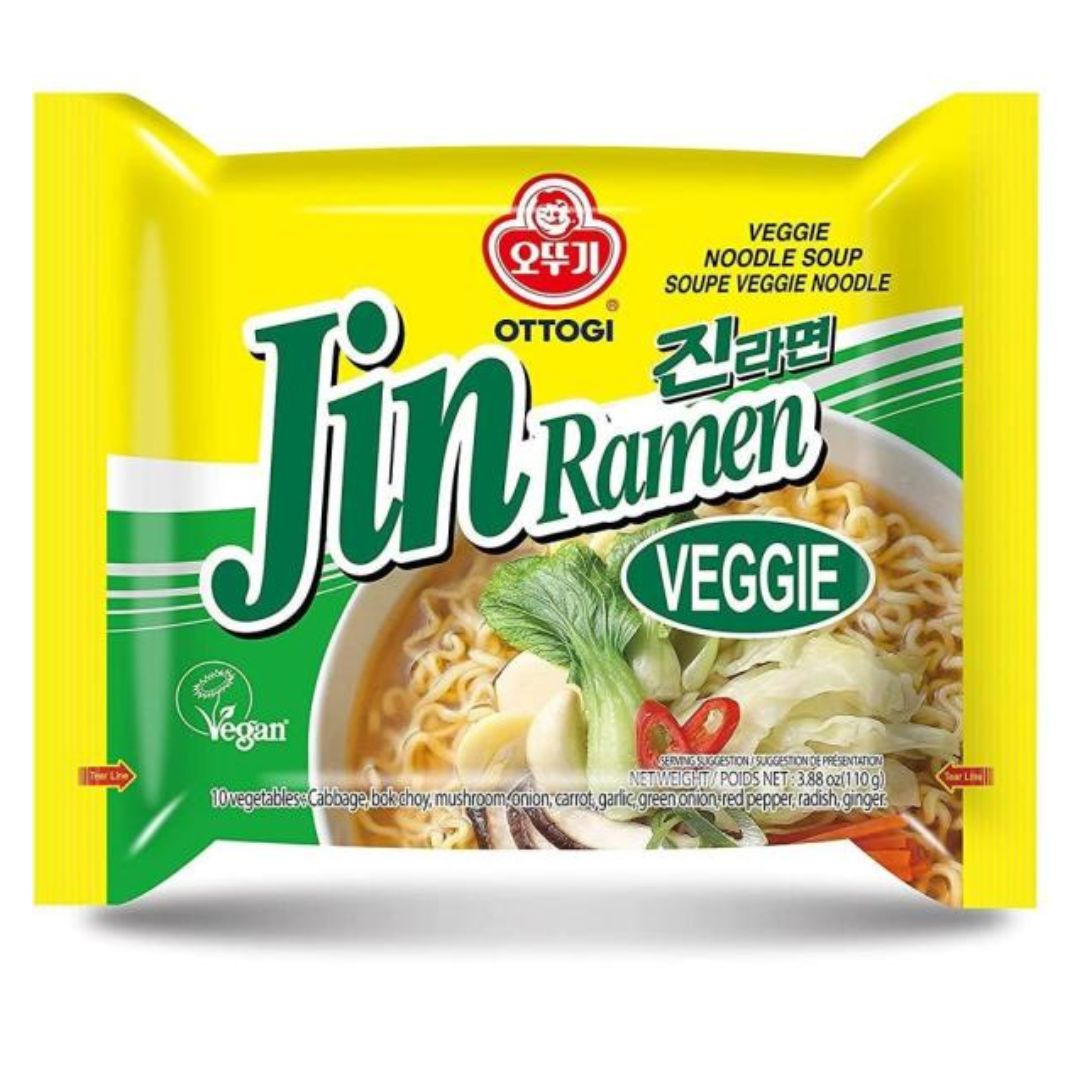 Jin Ramen Veggie CAJA 4 paquetes de 8 piezas con 110 g c/u total 32