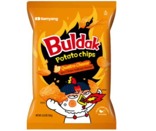 Buldak Potato Chip 4 Queso CAJA 12 piezas de 120 g c/u